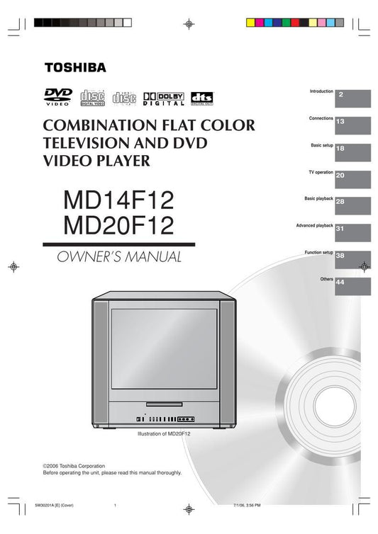 Toshiba DCSB2 MD14F12 MD20F12 TV/DVD Combo Operating Manual