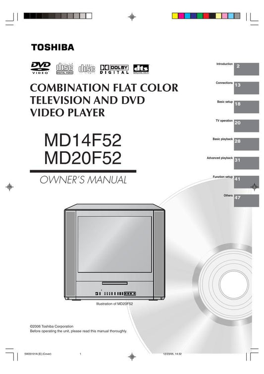 Toshiba DCSB2 MD14F12 MD14F52 TV/DVD Combo Operating Manual