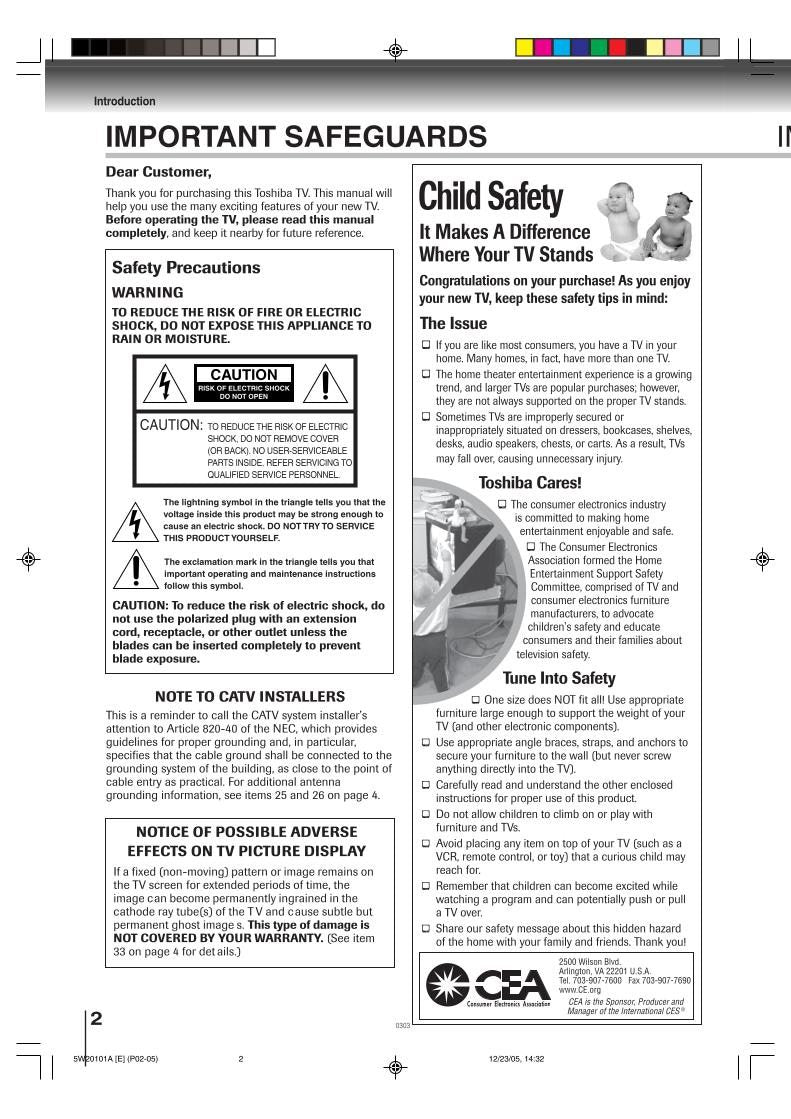 Toshiba DCSB2 MD14F12 MD14F52 TV/DVD Combo Operating Manual