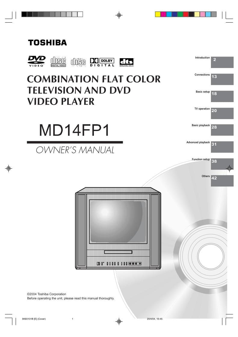 Toshiba DCFN20S DCSB1 MD13N1C TV/DVD Combo Operating Manual