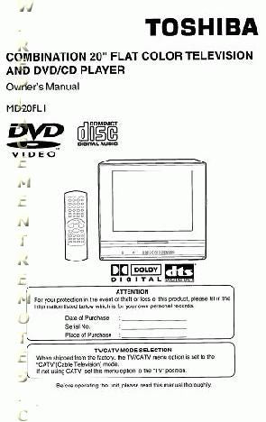 Toshiba MD20FL1 TV/DVD Combo Operating Manual