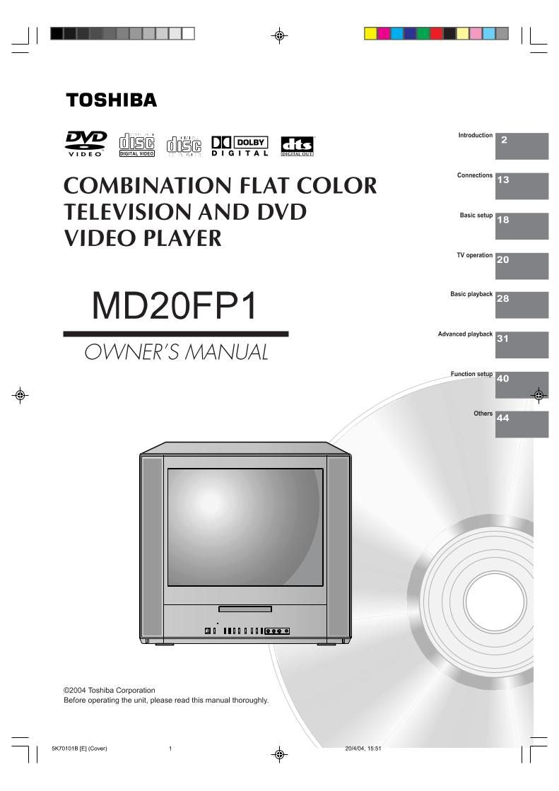 Toshiba DCFN20S DCSB1 MD13N1C TV/DVD Combo Operating Manual