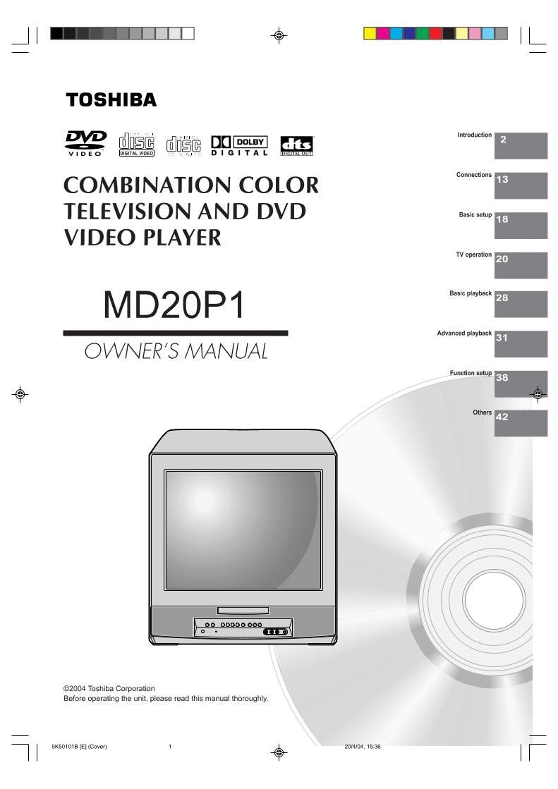 Toshiba DCFN20S DCSB1 MD13N1C TV/DVD Combo Operating Manual