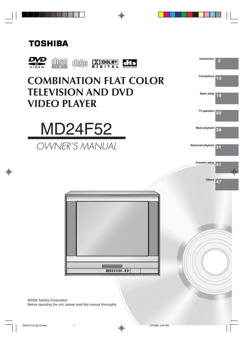 Toshiba DCSB2 MD14F12 MD14F52 TV/DVD Combo Operating Manual