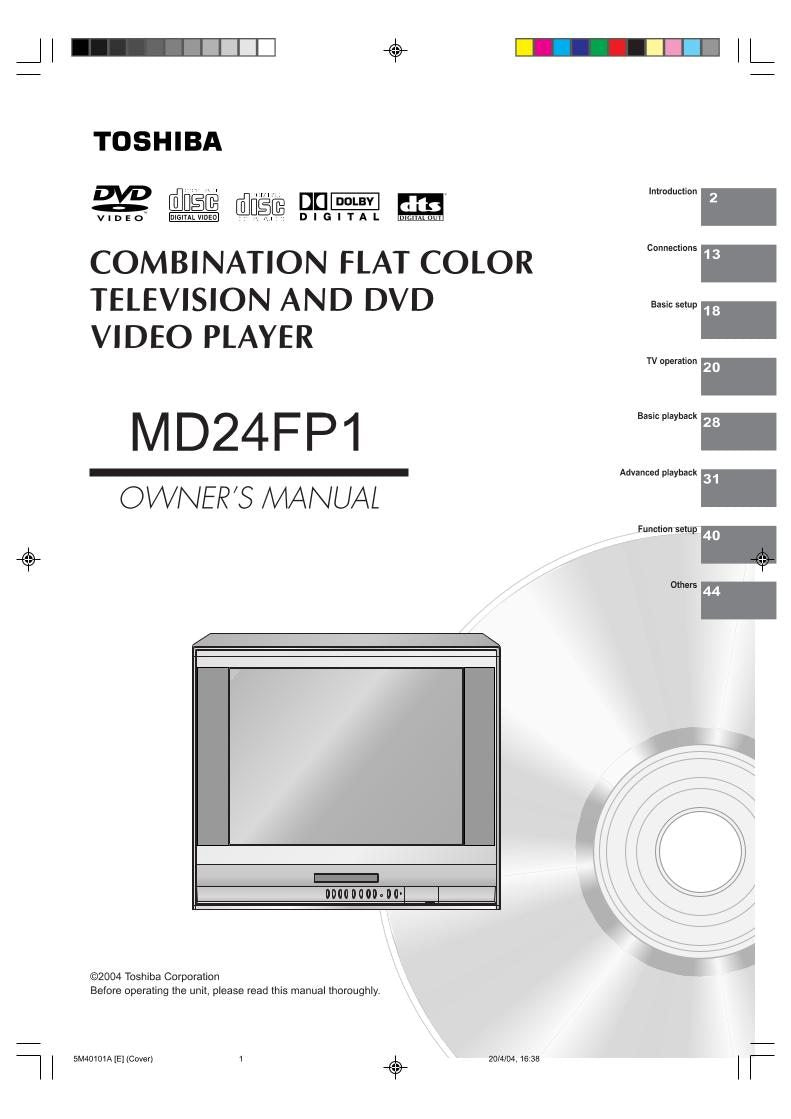 Toshiba DCFN20S DCSB1 MD13N1C TV/DVD Combo Operating Manual