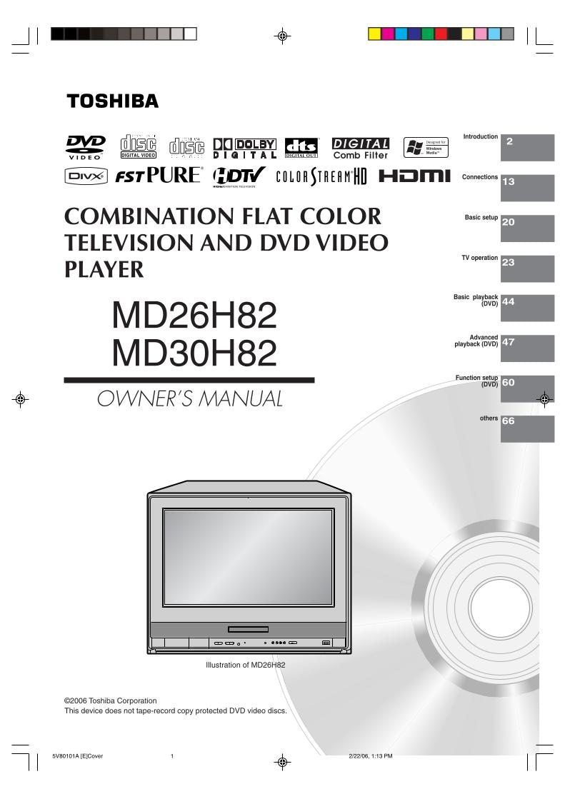 Toshiba MD26H82 MD30H82 TV/DVD Combo Operating Manual