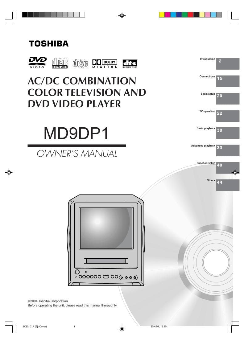 Toshiba DCFN20S DCSB1 MD13N1C TV/DVD Combo Operating Manual