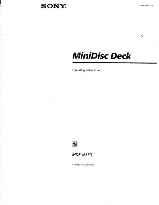 Sony MDSJE330 Audio System Operating Manual
