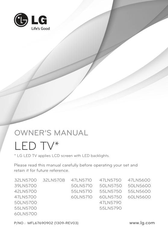 LG 47 LN 5600 5710 50 TV Operating Manual