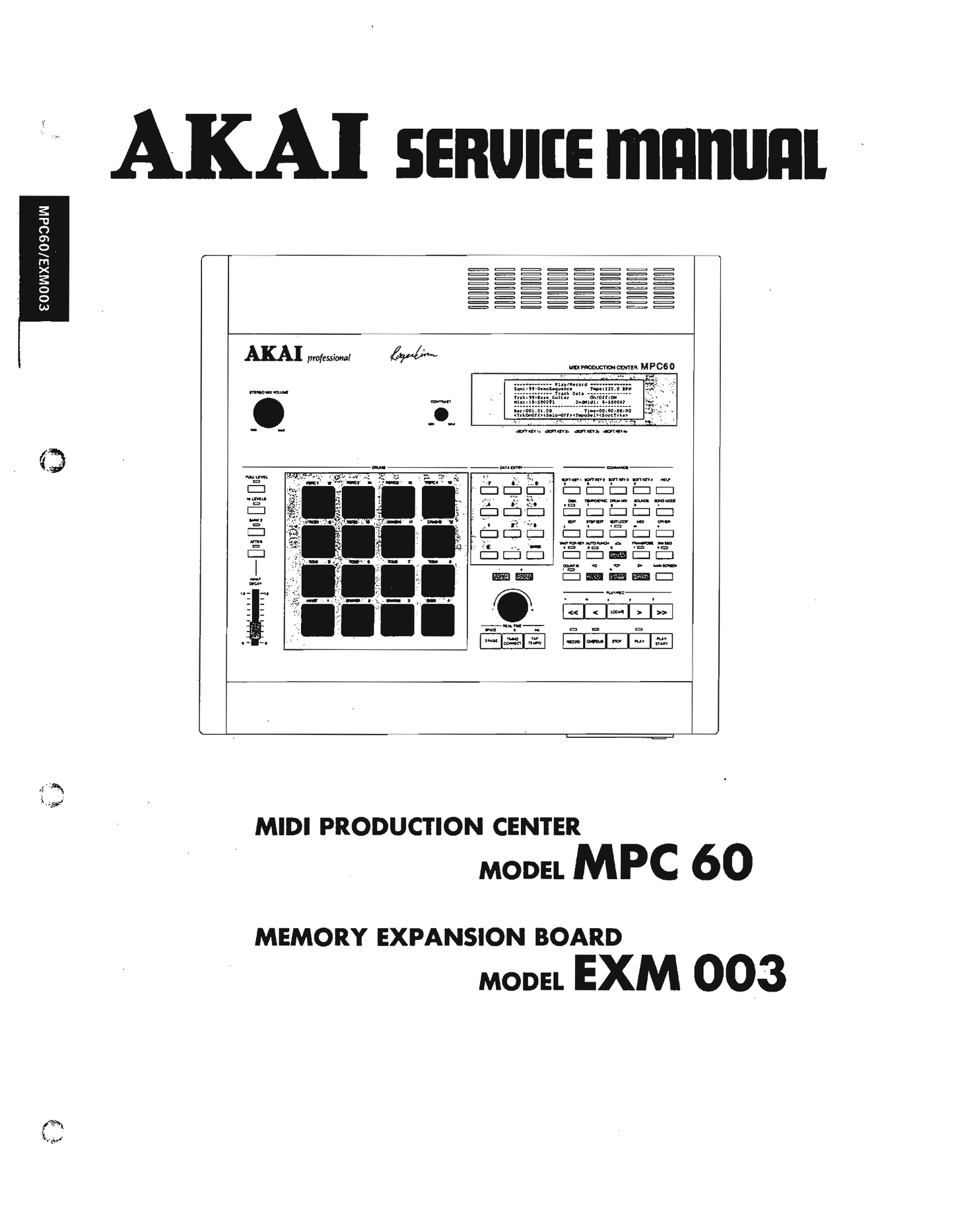 Akai MPC60 & EXM003 MIDI Production Center Service Manual (Pages: 65)