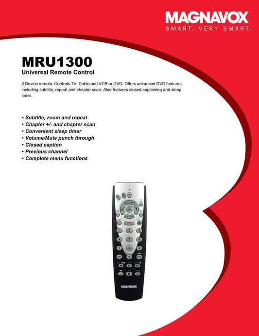 Philips MRU1300/17OM Universal Remote Control Operating Manual