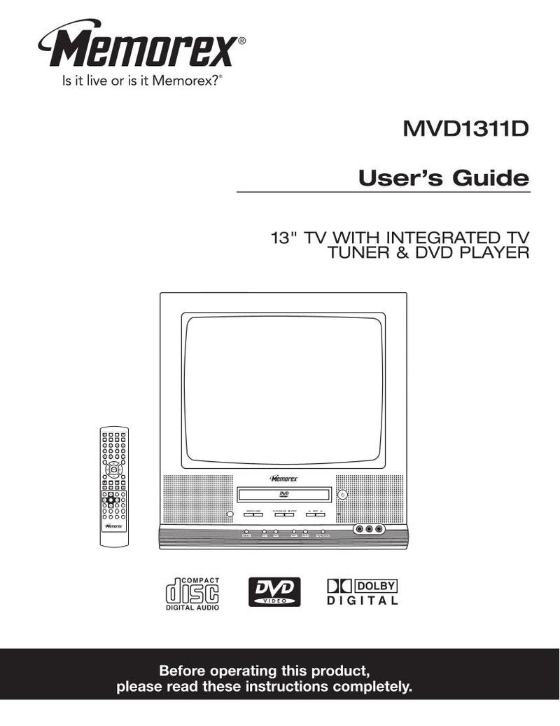 Memorex MVD1311D TV/DVD Combo Operating Manual