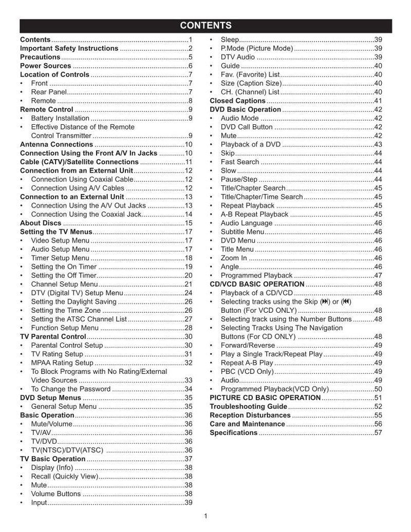 Memorex MVD1311D TV/DVD Combo Operating Manual