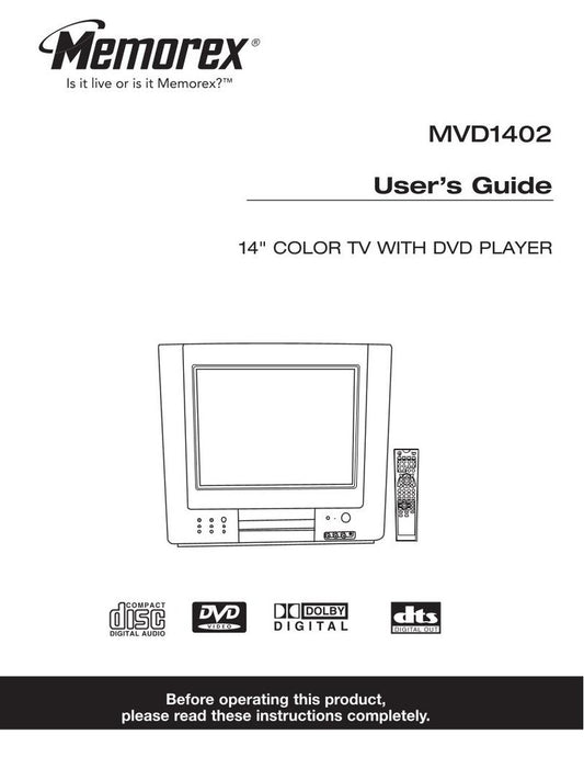 Memorex MVD1402 TV/DVD Combo Operating Manual