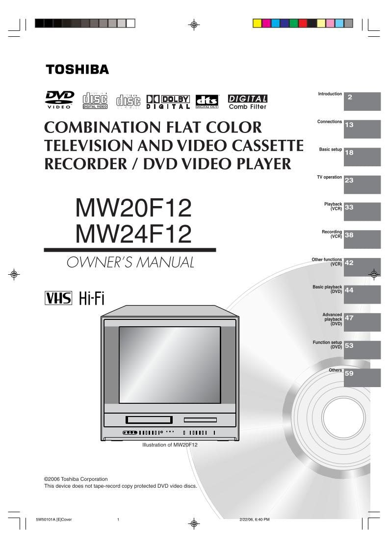 Toshiba MW20F12 MW24F12 WCSB2 Consumer Electronics Operating Manual