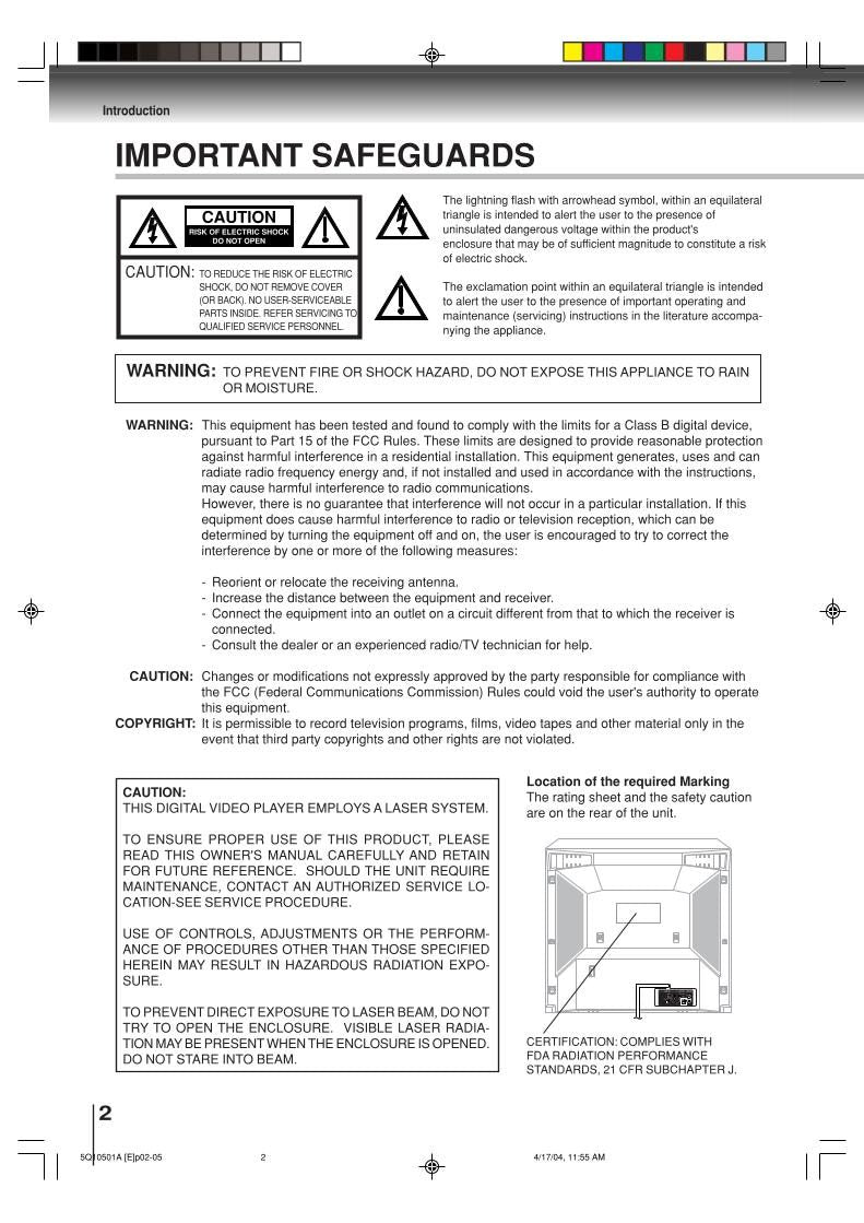 Toshiba wcfpn2 Consumer Electronics Operating Manual