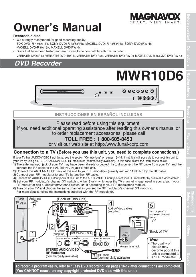 Philips MWR10D6 DVD Player Operating Manual