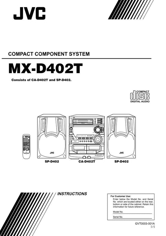 JVC MXD402T Audio System Operating Manual