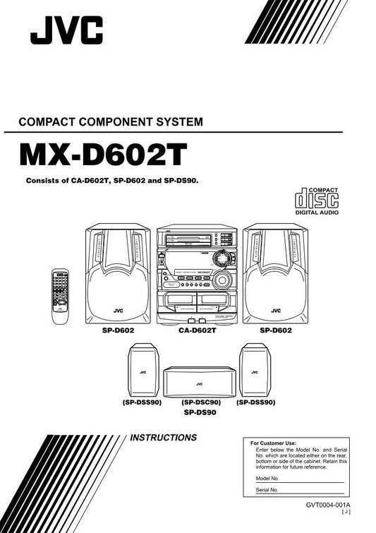 JVC MXD602T Audio System Operating Manual