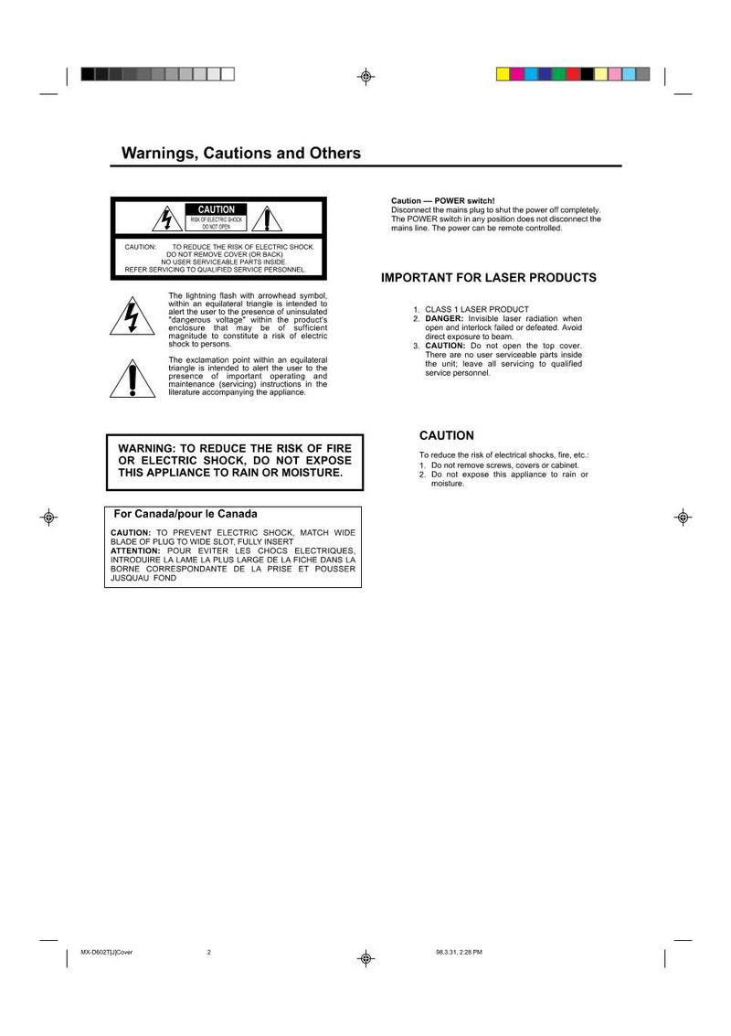 JVC MXD602T Audio System Operating Manual