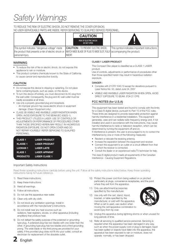 Samsung MXFS9000 Audio System Operating Manual