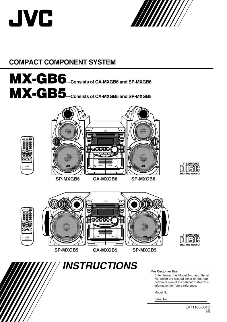 JVC MXGB5 MXGB6 SPMXGB5 Audio System Operating Manual