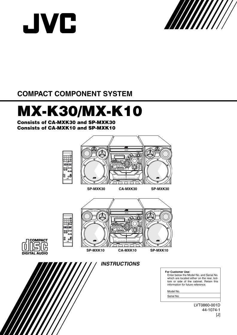 JVC MXK10 MXK30 Audio System Operating Manual