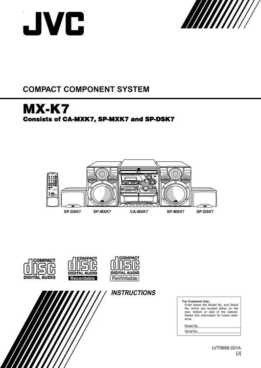 JVC MXK1 MXK3 MXK7 Audio System Operating Manual