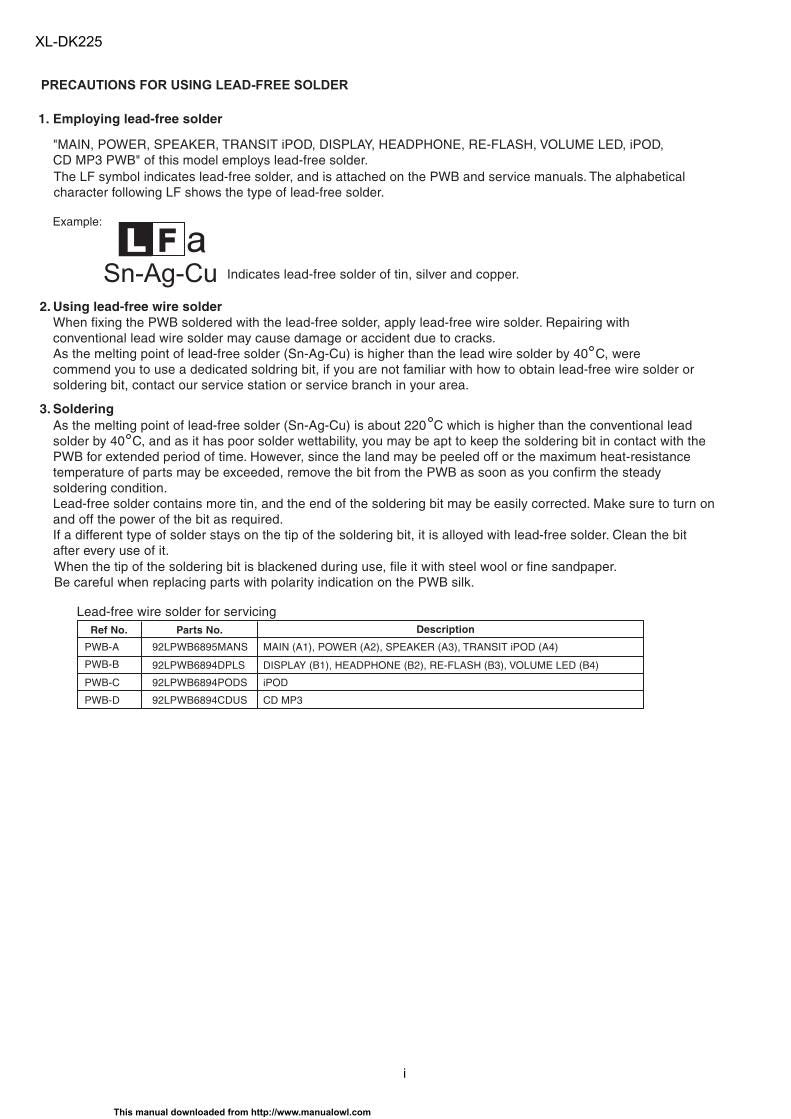 Sharp XLDK255 Audio System Operating Manual