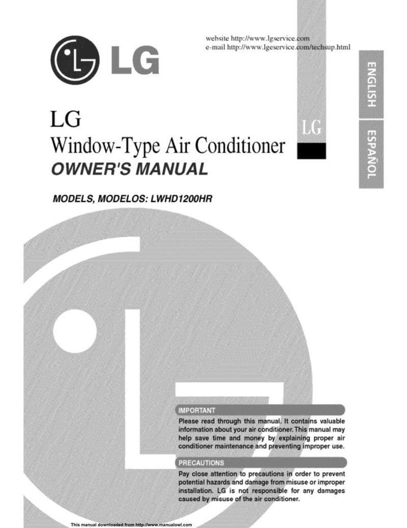 LG LWHD1200 HRY7 Air Conditioner Unit Operating Manual