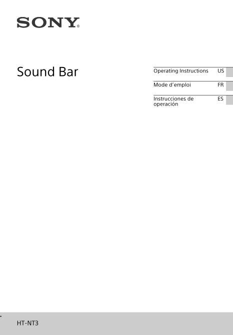 Sony HTNT3 Sound Bar System Operating Manual