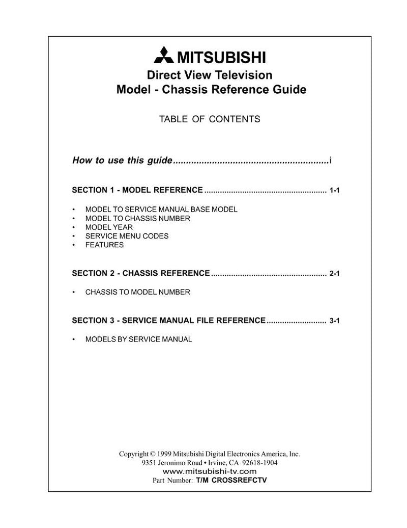 Mitsubishi CS1971 TV Operating Manual
