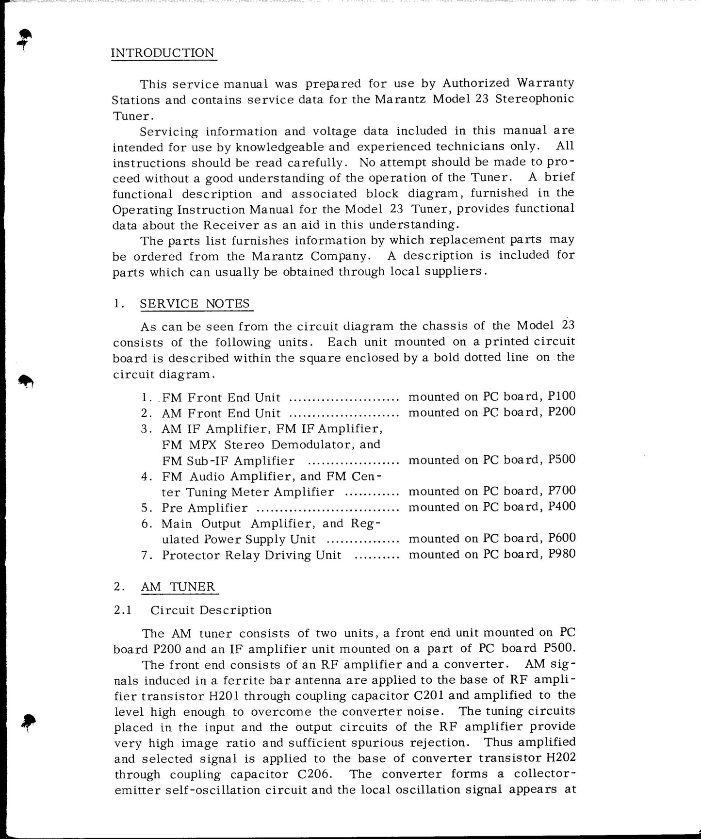Marantz Model 23 Stereophonic Receiver Service Manual (Pages: 30)