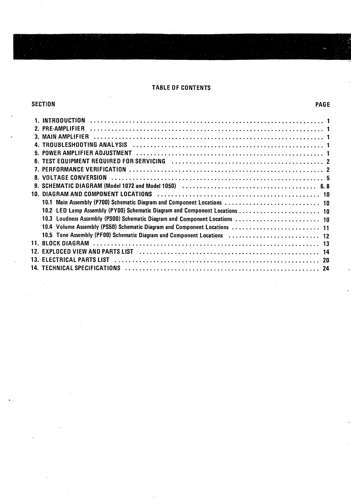 Marantz Model 1050 & 1072 Stereophonic Amplifier Service Manual (Pages: 27)