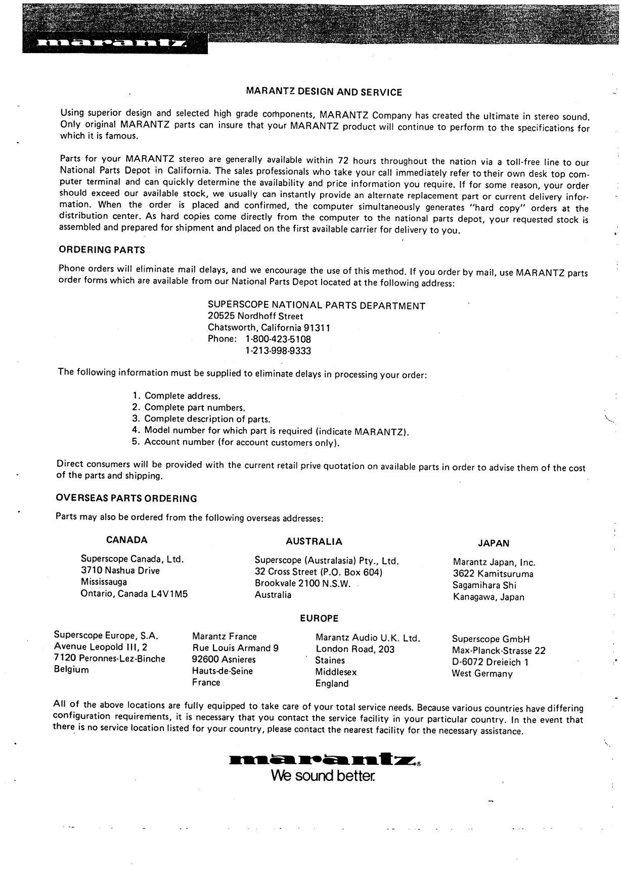 Marantz Model 1050 & 1072 Stereophonic Amplifier Service Manual (Pages: 27)