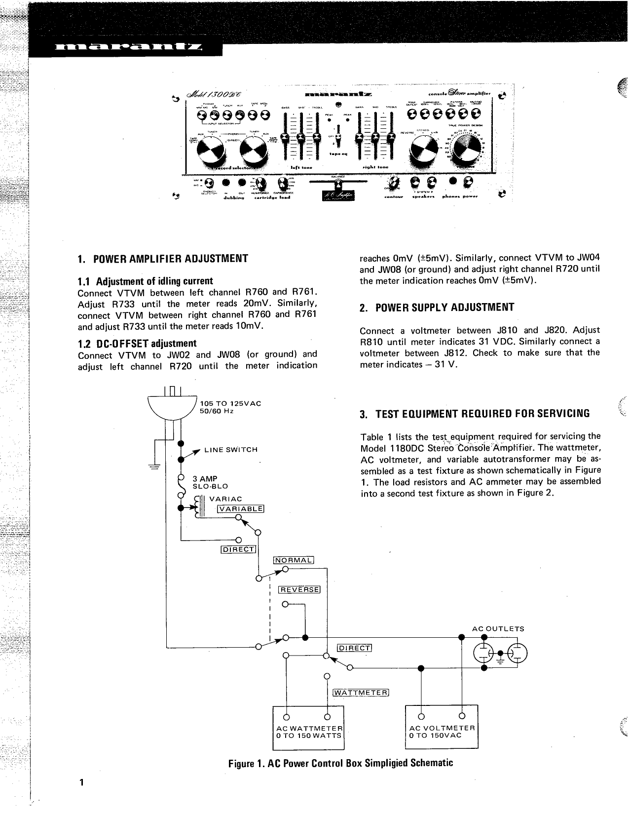 Marantz Model 1300DC Console Stereo Amplifier Service Manual (Pages: 31)