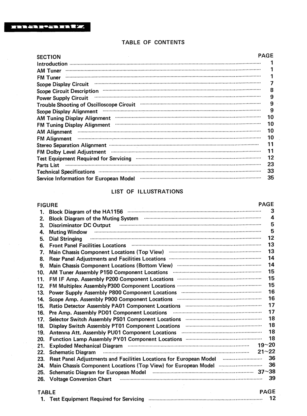 Marantz Model 150 FM/AM Stereophonic Tuner Service Manual (Pages: 38)