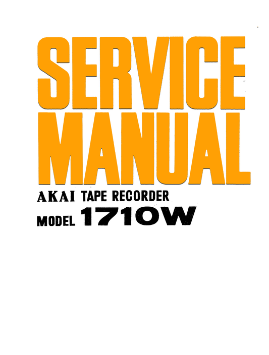 Akai Model 1710W Reel to Reel Tape Deck Service Manual (Pages: 44)
