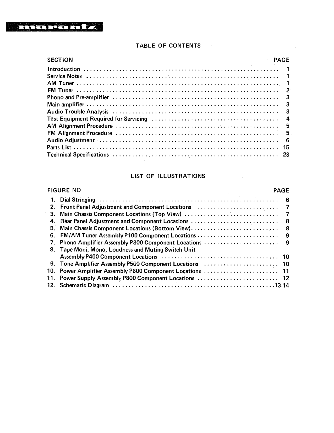 Marantz Model 2010 Stereophonic Receiver Service Manual (Pages: 26)