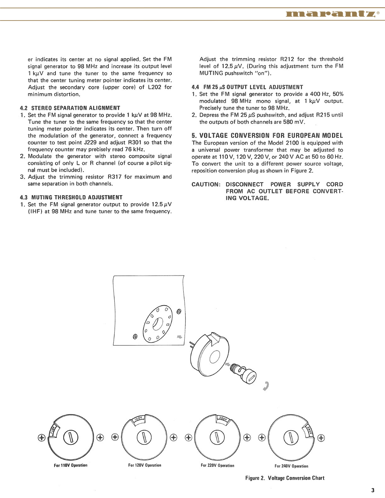 Marantz Model 2100 FM/AM Stereophonic Tuner Service Manual (Pages: 28)