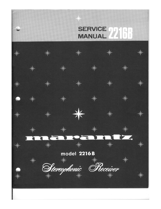 Marantz Model 2216 B Stereophonic Receiver Service Manual (Pages: 44)