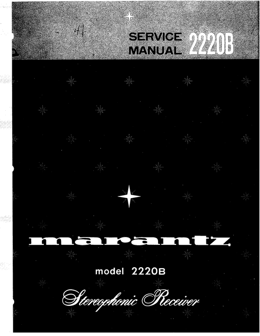 Marantz Model 2220 B Stereophonic Receiver Service Manual (Pages: 30)