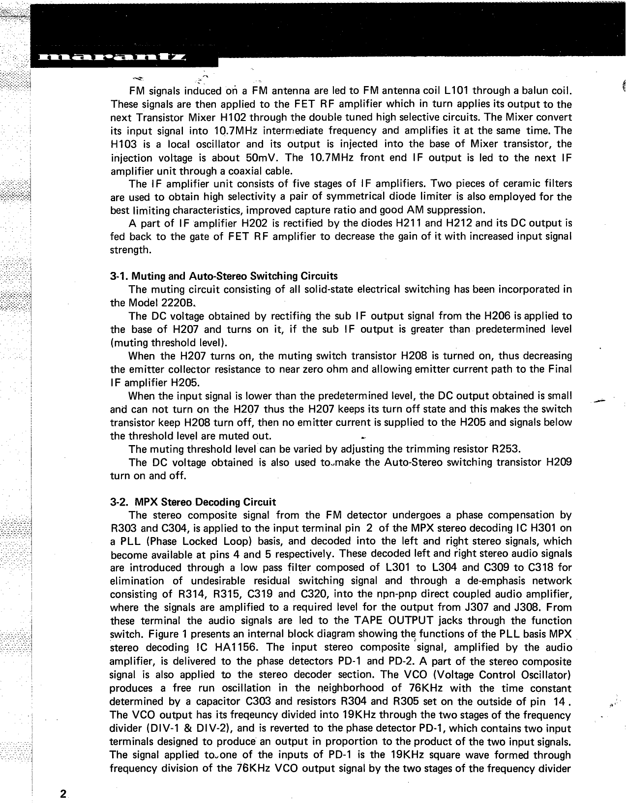 Marantz Model 2220 B Stereophonic Receiver Service Manual (Pages: 30)
