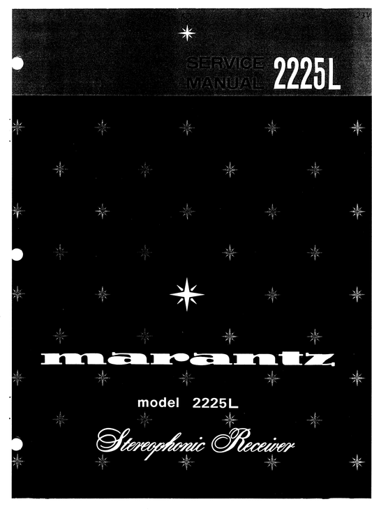 Marantz Model 2225 L Stereophonic Receiver Service Manual (Pages: 32)