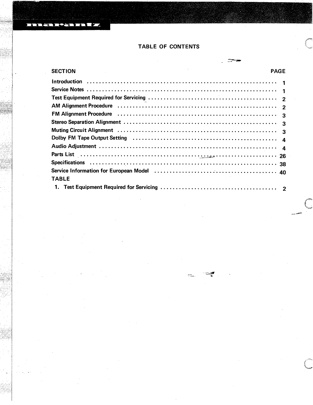 Marantz Model 2240 B Stereophonic Receiver Service Manual (Pages: 42)