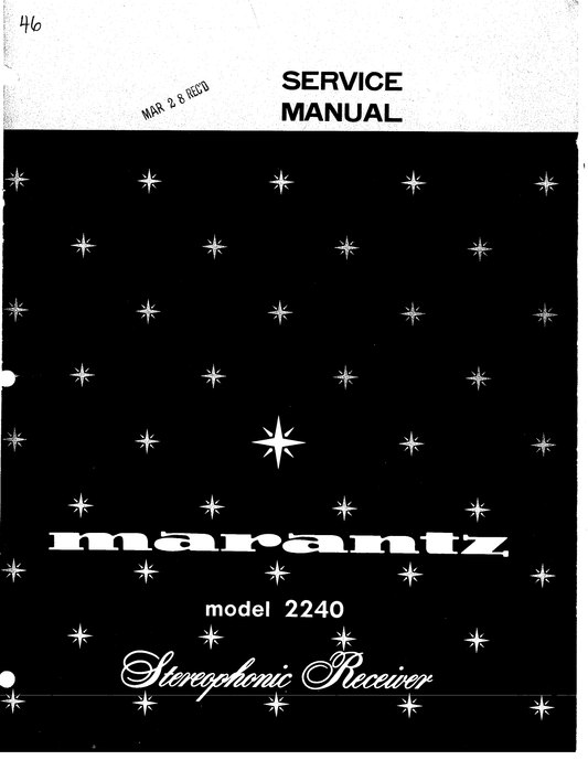 Marantz Model 2240 Stereophonic Receiver Service Manual (Pages: 46)