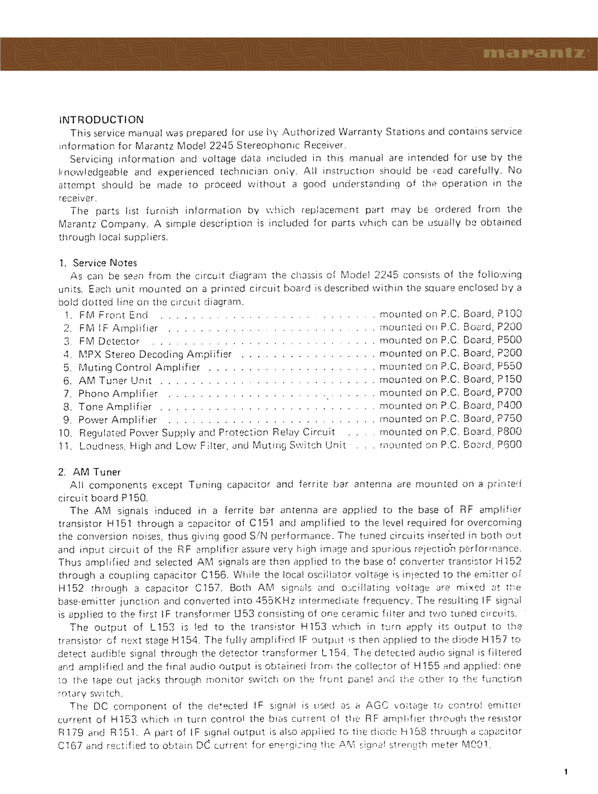 Marantz Model 2245 Stereophonic Receiver Service Manual (Pages: 33)