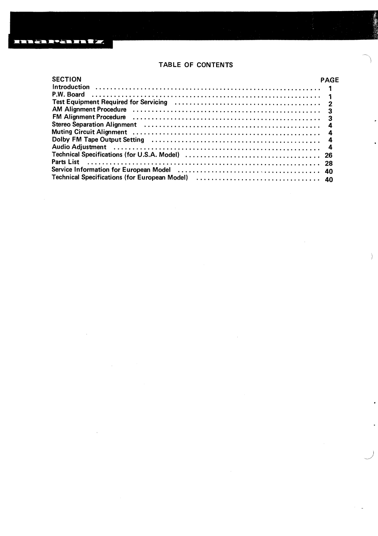 Marantz Model 2250 B Stereophonic Receiver Service Manual (Pages: 42)