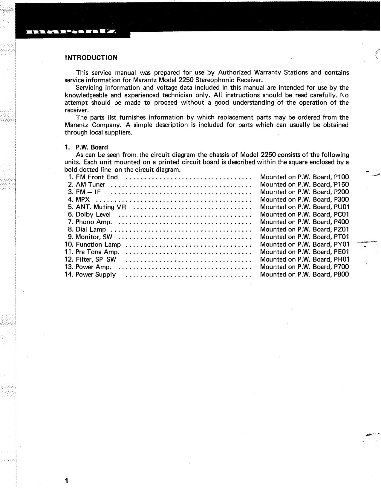 Marantz Model 2250 Stereophonic Receiver Service Manual (Pages: 42)