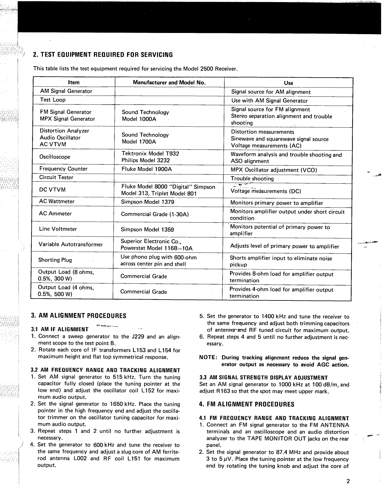 Marantz Model 2500 Stereophonic Receiver Service Manual (Pages: 46)